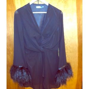 Misguided Feather Sleeve Shift Dress